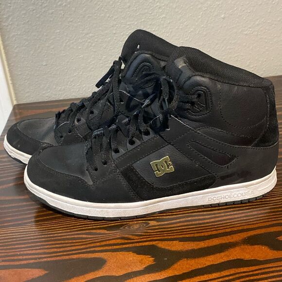 DC Rebound High SE Hightops Black with Gold Logo Size 11 - Picture 1 of 8